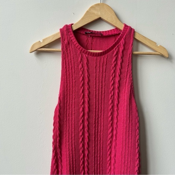 ZARA Pink Knitted Midi Dress Size M - Picture 6 of 7